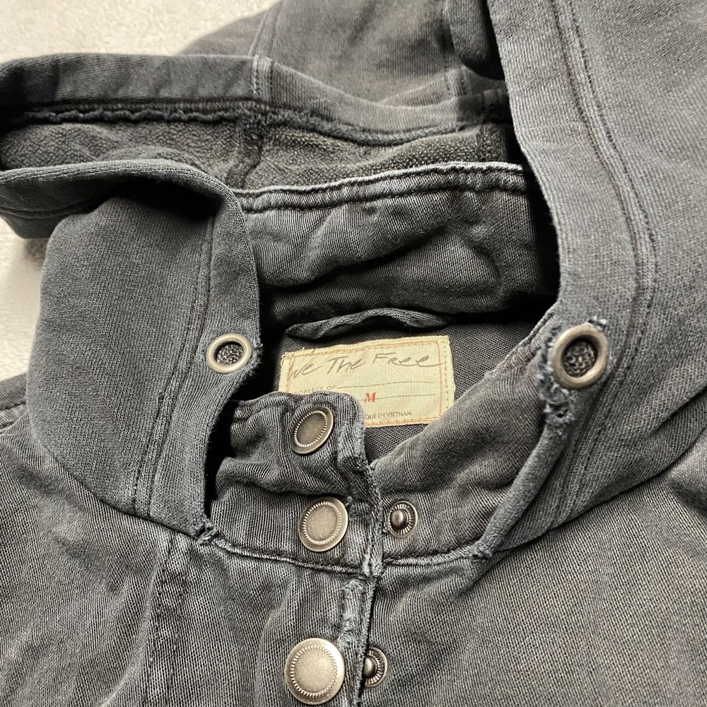 We The Free Nocturne Parka Medium Washed Black Oversized Boho Hooded Pockets - Picture 4 of 8